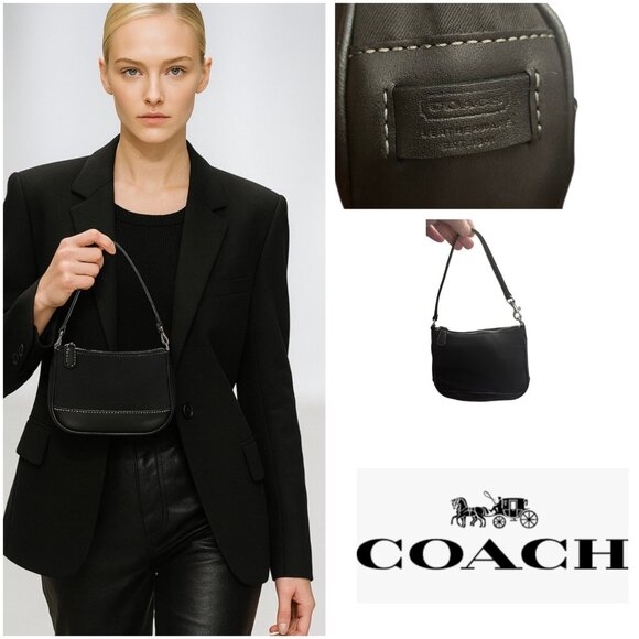 Vintage Coach black mini hand bag - rare circa late 1990's As Pictures - Picture 13 of 13
